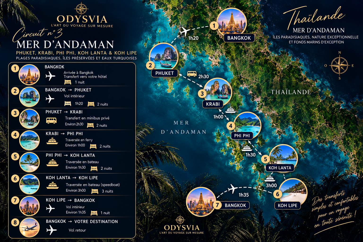 Carte des transferts — circuit 3 Mer d’Andaman