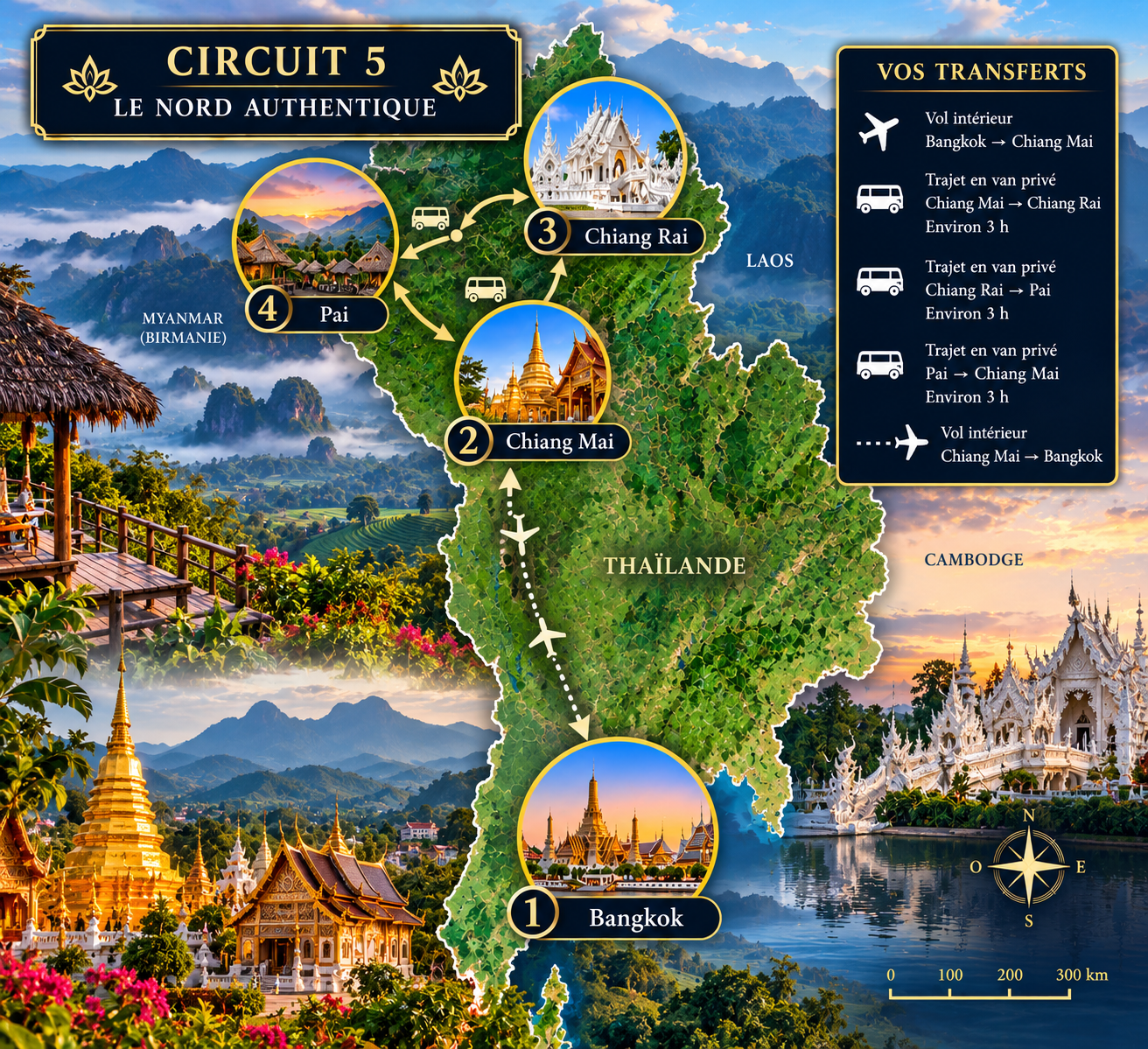 Carte des transferts — circuit 5 Nord authentique