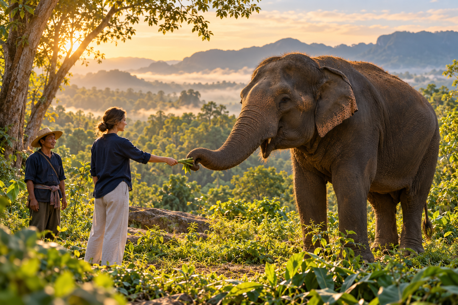 Elephant sanctuary — illustration ODYSVIA